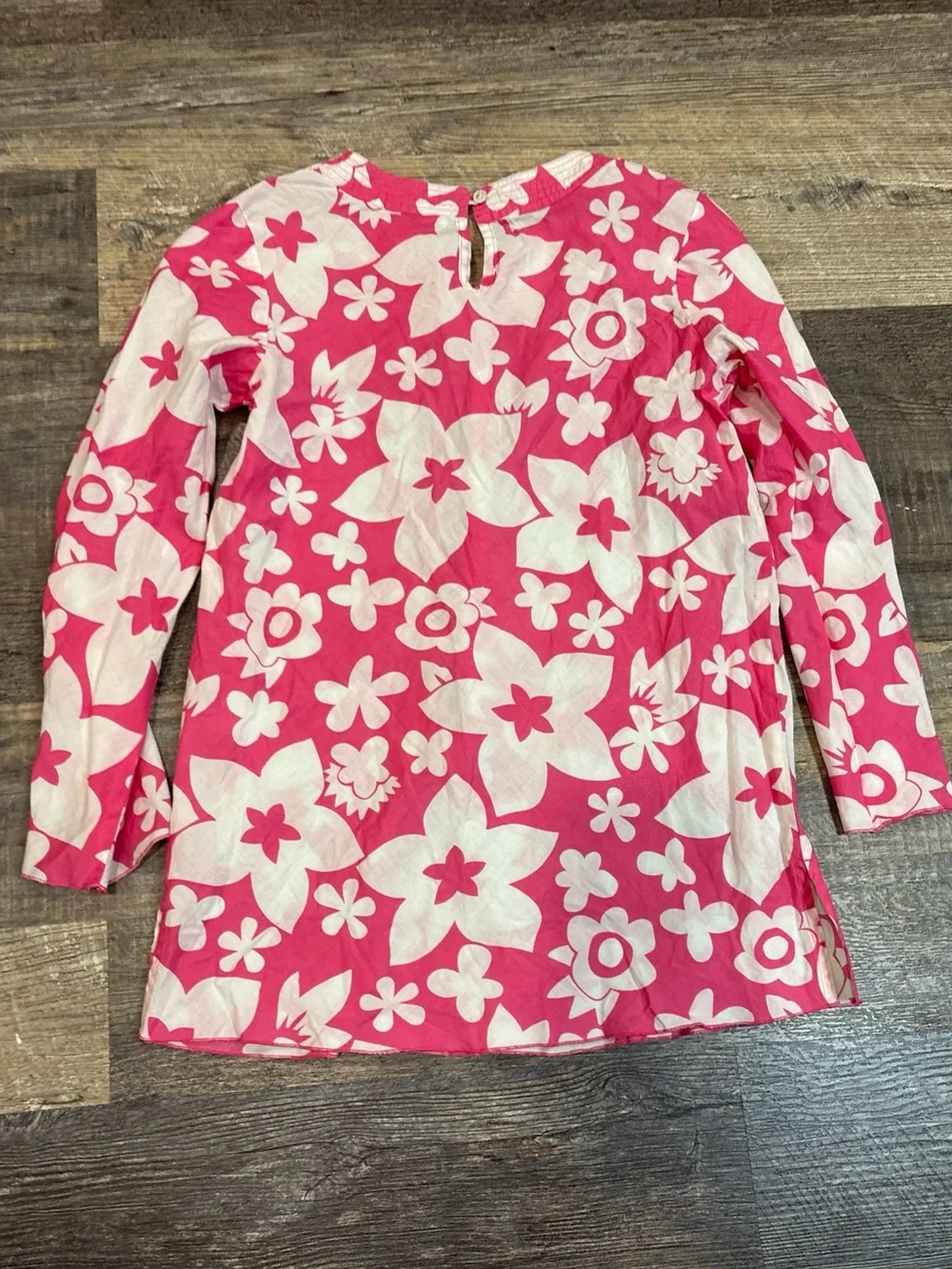Mini Boden Girls Bathing Suit Cover Up Dress Sz 9/10y pink and white flowers